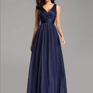 Bridesmaid homecoming prom formal navy dress